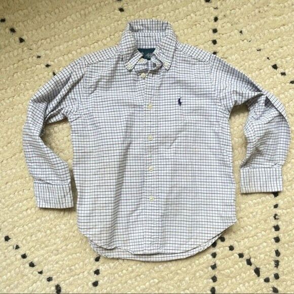 Ralph Lauren button down boys 4T blue/white plaid button down - Picture 1 of 7